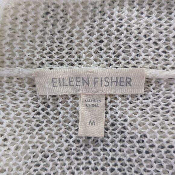 Eileen Fisher White Linen Knit Open Weave sz MD EUC - Picture 2 of 9